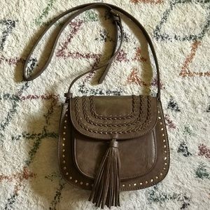 Light Brown Faux Leather Crossbody Purse